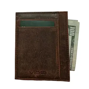 Hammer Anvil Pocket Wallet RFID Blocking Thin Leather Card Case Brown Ultra Slim Front Pocket Wallet with 8 Card Slots & Center Pocket for Cash