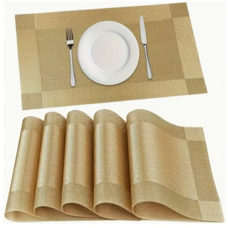10 Pcs PVC Square Dinner Placemats, Multiple Styles Available, Nordic Western Dining Mats, Insulated Simple Design, Suitable for Coffee Table, Home Use, Household Placemat