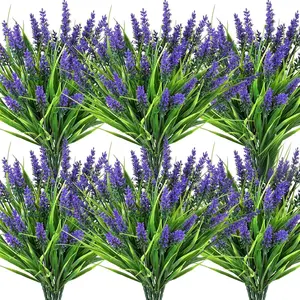 Artificial Lavender Plant, 8/16 bouquets  ArtificialPotted Plant, Faux Plant for Home Garden Decoration, Fake Plant Decoration, Plastic Floral Plant, Lifelike Fake Plant, ArtificialPlants, Fake Indoor Plants（Plants do not include pots）