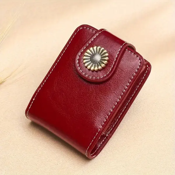 Faux Leather Lipstick Case with Mirror – Portable Lipstick Organizer & Holder for Purse, Mini Travel Makeup Pouch for Lip Gloss & Lip Balm