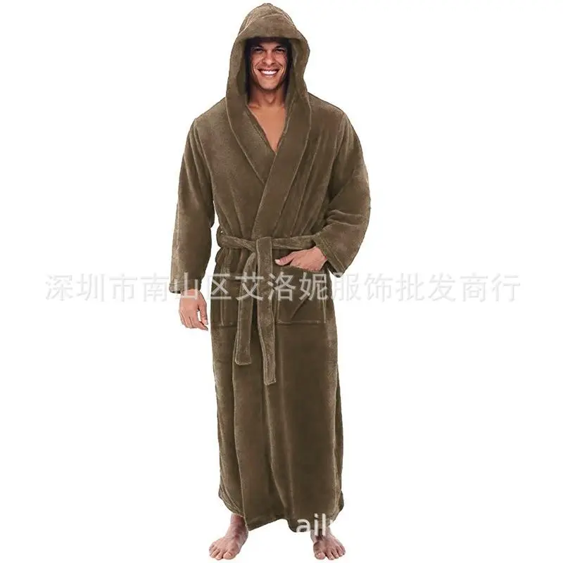 Mens Robes Big and Tall with Hood Two-Tone Flannel Fleece Contrast Bathrobe Full Length Plush Long Robe House Coat(Raincoats) Mens Robes Big and Tall with Hood Two-Tone Flannel Fleece Contrast Bathrobe Full Length Plush Long Robe House Coat(Raincoats)