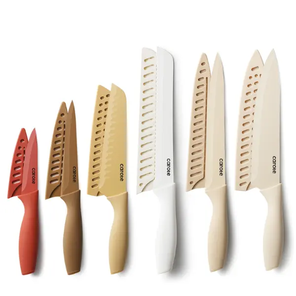 12 Pcs Kitchen Knife Set with Paring Knife, Stainless Steel with Creamic Coating, Dishwasher Safe