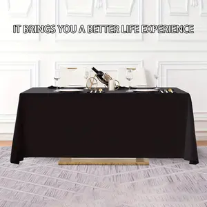 1 piece, extra-large black/white rectangular tablecloth, made of durable polyester fabric suitable for long tables, commonly used for occasions such as wedding proposals, anniversary celebrations, restaurants, outdoor dining, bachelor parties, etc.