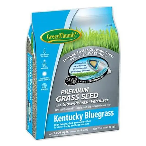 DLF 213103 3 lbs Green Thumb Kentucky Bluegrass Turf Grass Seed Mix, Garden Specialty Tool Grass Seeds, Turf Grass Seeds