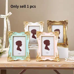 French Relief Creative Resin Frame, European Style Multicolor Resin Desktop Decor, 6 Inch Home Ornament, Sample Room Frame, Tabletop Decoration