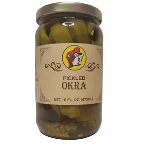 Buc-ee's Pickled Oakra- 16oz Glass Jar of Brined Marinated Pickled Vegetables Flavor Food Tangy Snacks