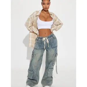 Met My Match Baggy Cargo Jeans - Vintage Wash GARMENTARY