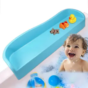 TidyFriend Bathtub Tray for Kids, Small Splash Guard for Bathtub 3 ft, Splash Proof Tray with Suction Cups, Easy to Attach and Remove, Secure & Durable (Blue)