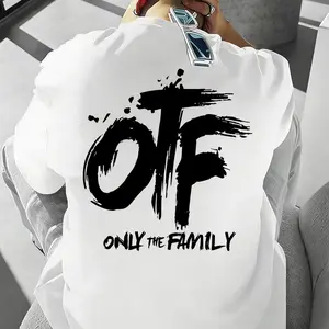 OTF Only The Family Graphic T-Shirt Bold Brush Lettering Streetwear Tee Urban Hype Unisex Shirt Gang-Style Slogan Top Gift Crew Neck Drop Shoulder Medium Length Casual Fitted Summer