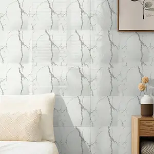 Self-Adhesive Marble Tile Wall Stickers, Waterproof PVC Shower Panel, Peel-And-Stick Backsplash, Marble Backsplash Wallpaper for Kitchen Bathroom Living Room