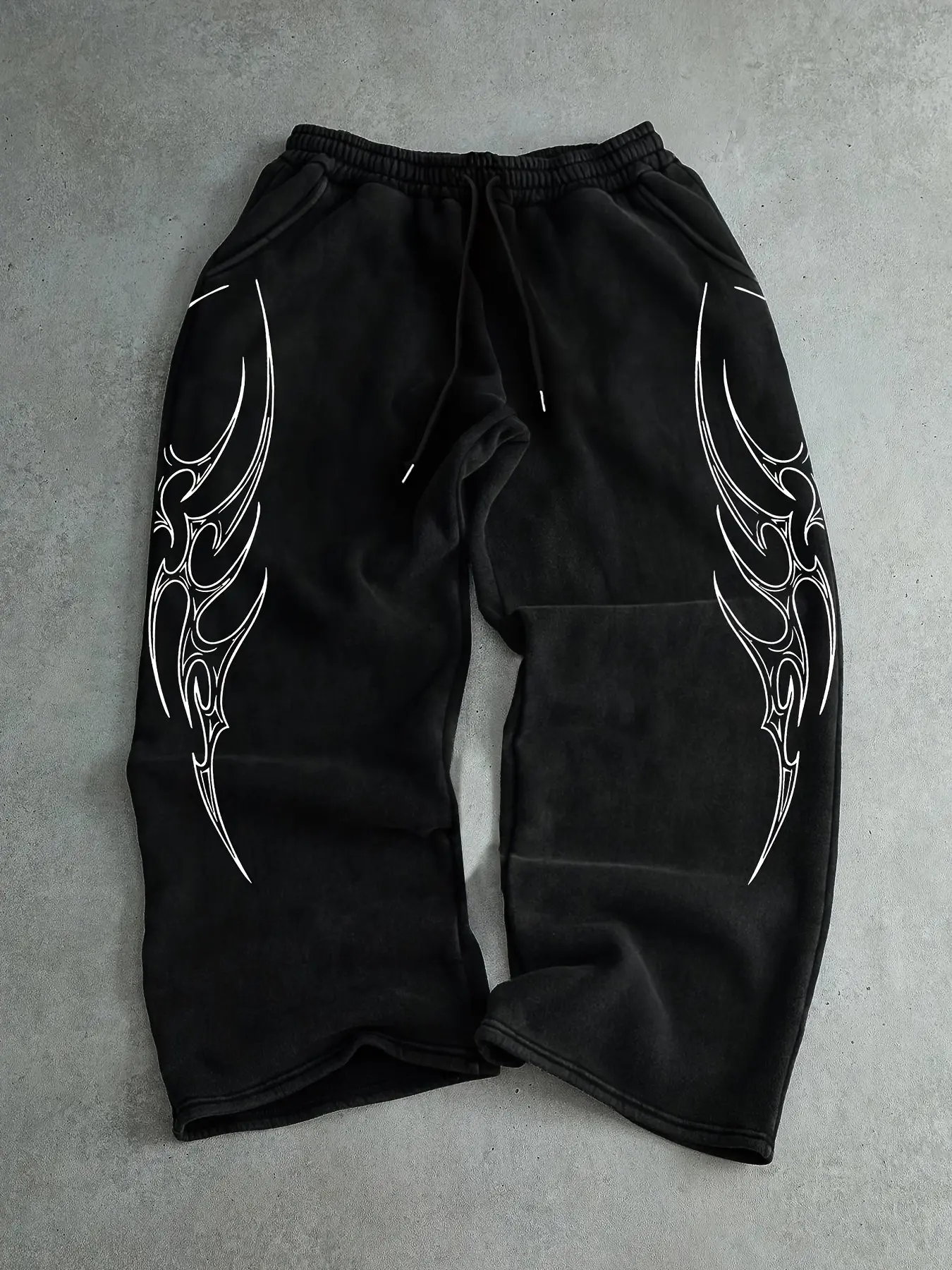 Men's Elastic Casual Streetwear Vintage Sweatpants, Gothic Pattern Print, Comfortable Sportswear, Fashion Lover's Pants, Casual Sporty Trousers, Casual Comfy Sporty