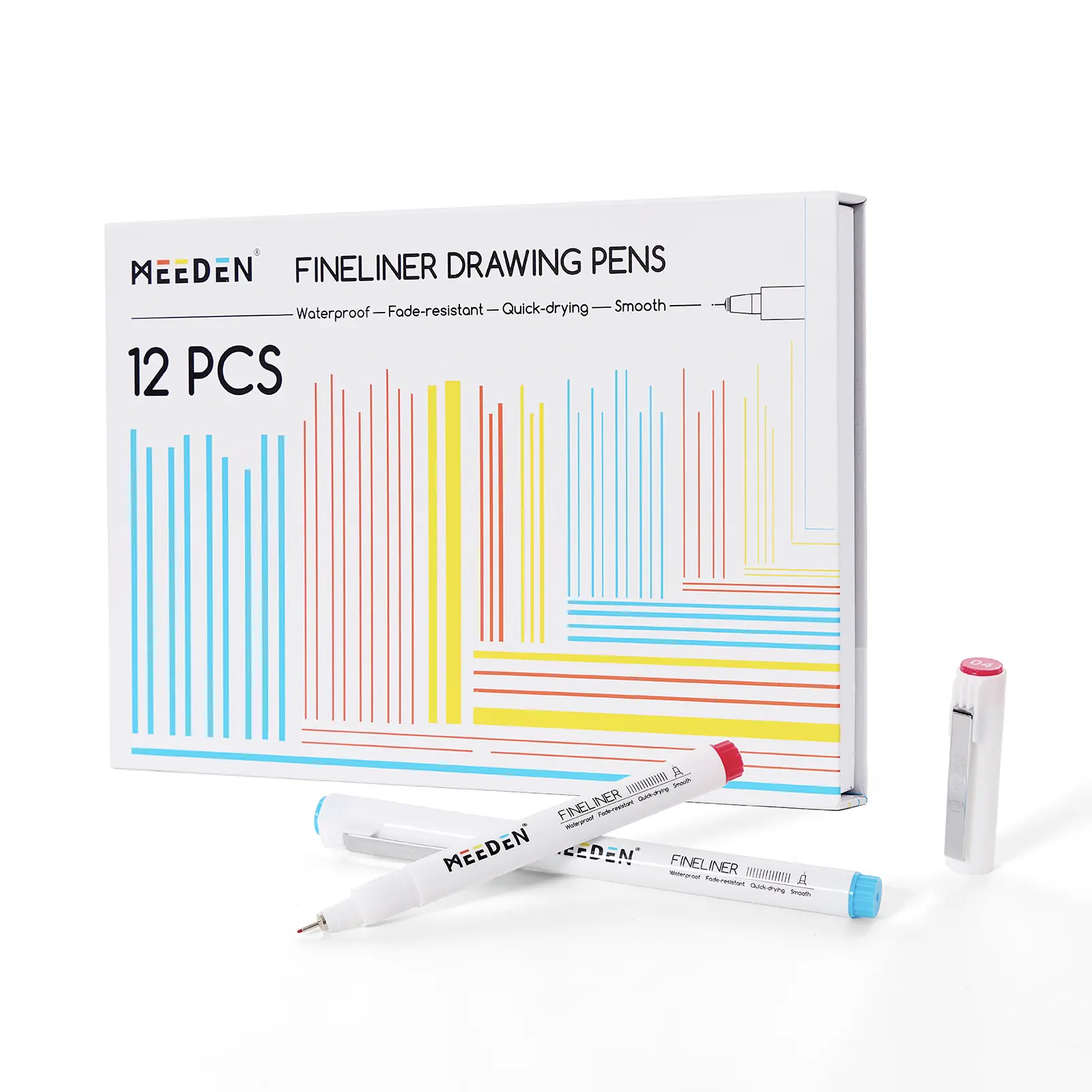 MEEDEN Micro Fineliner Drawing Pens: 12-Color Fine Liner Pen Set, 0.4mm Waterproof Archival Ink for Technical Drawing, Coloring, Journaling, Manga and Illustration