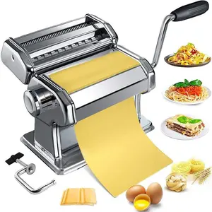 Stainless Steel Manual Pasta Maker, Kitchen Utensil with Adjustable Thickness Settings for Homemade Pasta