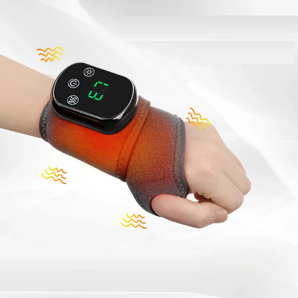 Heating Wrist Massage Band Guard Wrap Electric Hot Compress Hand Vibration Massage Belt Rechargeable Wristband Joint Care Brace Adjustable Daily Grey One Size