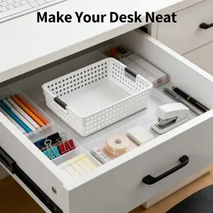 2026 New Home Rectangular Plastic Storage Basket, Portable Handle Desktop Breathable Small Basket, Toy Classification Box, Living Room Snack Organizer, Multiple Uses