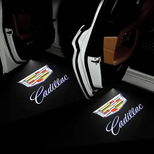 Car Door LED 1/2/4pcs Car Logo Welcome Emblem Light Projector Courtesy Shadow Welcome Lamp Wireless Laser Projecto For Cadillac Auto Goods Accessories