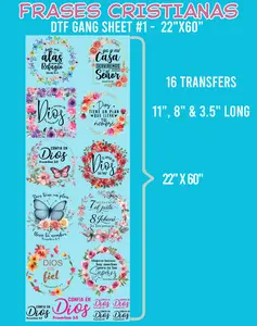 Frases Cristianas DTF Gang Sheet #1 - 22"x60"
