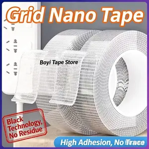 Clear Nano Double Sided Tape, Strong Viscosity, Traceless Removable Wall Tape, Adhesive Backing, Easy Application & Removal