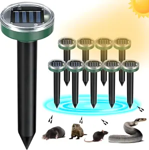 Mole Repellent Solar Powered 10 Pack Snake Repellent Ultrasonic, Groundhog Repeller,Gopher Repeller Sonic Mole Deterrent Spikes, Snake Gopher Mole Vole Repellent Outdoor for Lawn Garden & Yard electronic pest flash light,summervibes