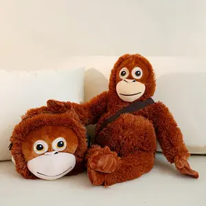 Cartoon Monkey Chimpanzee Plush Backpack Soft Stuffed Doll Bag Kids Baby Gift Room Decoration