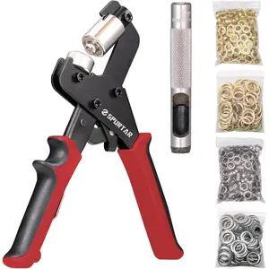 Grommet Tool Kit 3/8'' Handheld Grommet Kit Magnetic Eyelet Tool with 10mm Hollow Punch and 500pcs Eyelets for Leather Fabric Belt Tarp Tent Bag Curtain Cardboard