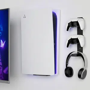 Ps5 Wall Mount Stand for All Models, Space-Saving Storage Rack, Heat Dissipation Anti-Scratch Design, Complete Accessories, Easy Installation