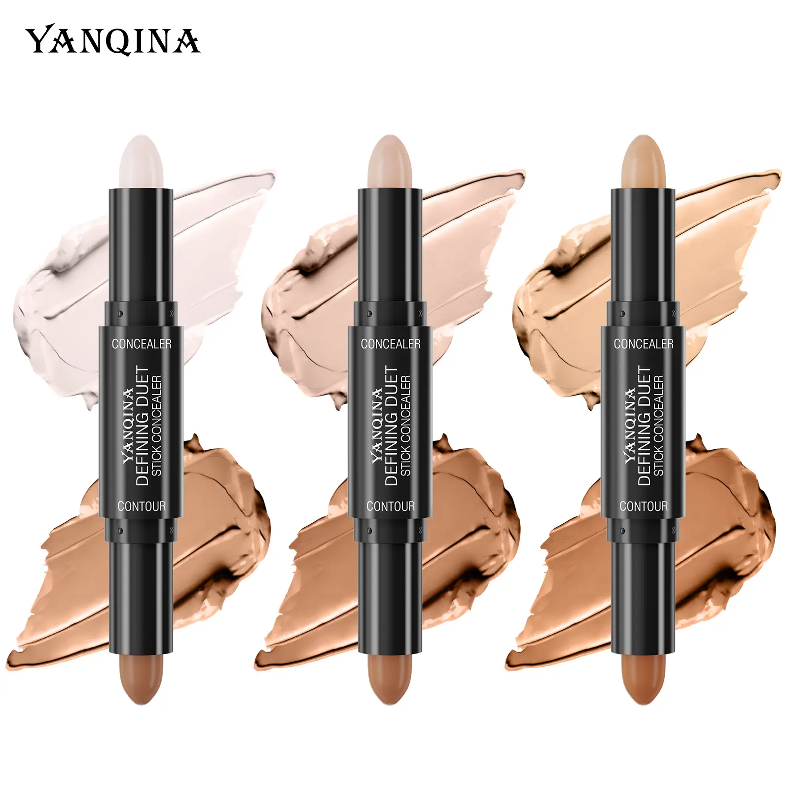 1-Piece Double-Headed Concealer Stick, Cosmetic Concealer, Covers Facial Blemishes and Spots, for Face Contouring, Concealing Contouring, Smooth Blur Contour, Blurring Concealer, Waterproof and Sweat-Proof Makeup Concealer, Cover Cream Stick Flawless Foun