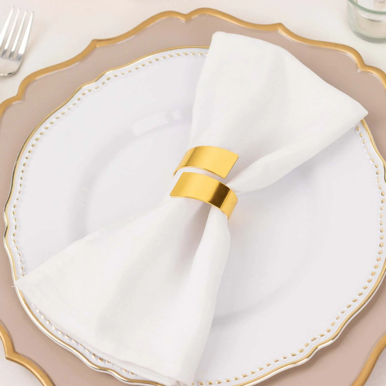 4-Pack Shiny Gold Metal Scroll Wrap Cuff Napkin Rings - Decorative Swirl Buckles for Dinner, Wedding, Cutlery & Home Tableware Settings