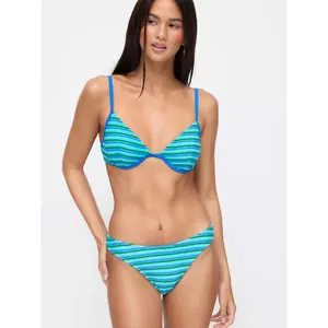 Cider Striped V-neck Contrasting Binding Underwire Bikini Set SwimWeek