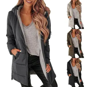 Women’s Warm Down Jacket, Hooded Winter Casual Lightweight Mid-Length Quilted Coat with Pockets