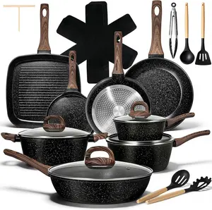 25 Pcs Pots and Pans Set, Nonstick Ceramic Cookware Sets, Healthy Non-Toxic, Large Capacity, Induction Compatible, Cooking Set with Frying Pans & Saucepans, PFAS/PTFE/PFOA Free