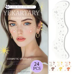 Glitter Freckles Face Tattoo 24PCS Waterproof Gold Temporary Sparkle Patches for Women Glow Up Makeup