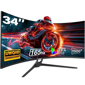 34-Inch Curved Ultrawide Gaming Monitor 165Hz 1500R WQHD 3440x1440 FreeSync Adjustable Stand
