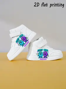 Kids Cartoon Number 67 Print Hook Loop High Top Sneakers, Casual PU Upper Material, Eva Sole, Above the Ankle, All Seasons