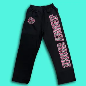 Zebra Lips Flair Sweatpants – Pink zebra Womenswear Cotton Elastic Fit Graphic Bottom Leg