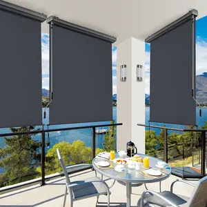 MCombo Patio Roller Shades for Porch, Outdoor Drop Down Sunshade Awning, 4209|4254