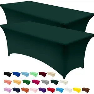 Utopia Kitchen Spandex Tablecloth 2 Pack [6FT, Black] Tight, Fitted, Washable and Wrinkle Resistant Stretch Rectangular Patio Table Cover for Event, Wedding, Banquet & Parties [72Lx30Wx30H Inch]