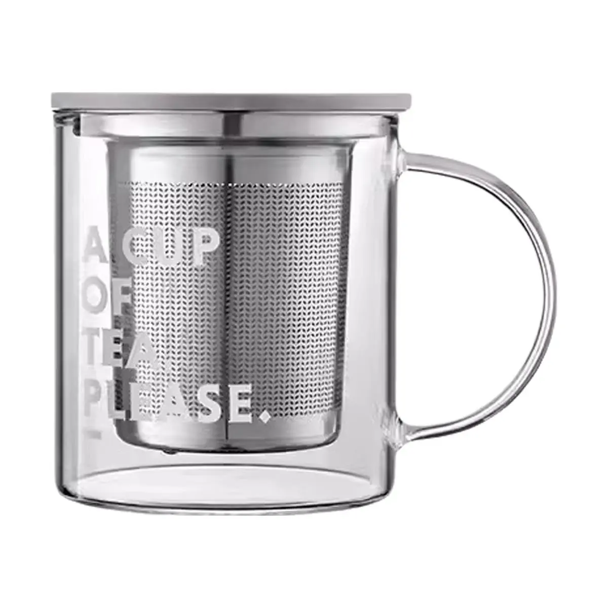 BUYDEEM 350ml Glass Tea Cup with Infuser, Heat Resistant Loose Leaf Tea Maker for Blooming Tea, Fruit Tea, Herbal Tea, CD1001