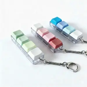 3 Pack Keyboard Fidget Toy – Clicky, Creamy & Silent Stress Relief Fidget Clicker Keychain Everyday Carry – Quiet Fidget Toys for Adults, Boost Focus & Calm Anxiety at Work, Travel – Ideal Stress-Relief Gift for Women Men, Fidget Gadget