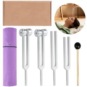 Healing Tuning Forks Set for Chakra Balance & Sound Therapy (128Hz, 136.1Hz, 256Hz, 384Hz) - Comprehensive 4-Piece Kit with Reflex Hammer, Ideal for Meditation, Healing, Medicine, and a Thoughtful Gift for Women and Meditation Beginners dealsforyoudays