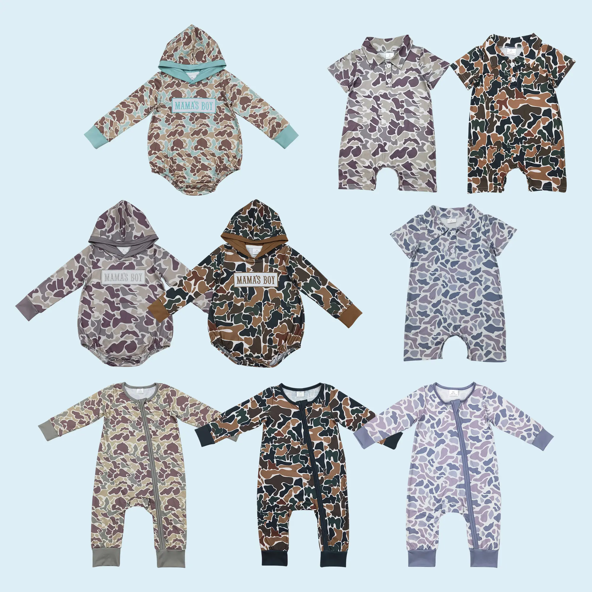 Camouflage print toddle baby long sleeve romper