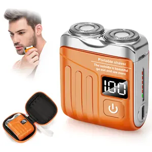 Mini Luggage Shaver Razor, Beard Shaver Portable Suitcase Design, Electric Shaver for Men Waterproof, Shaver Double-Ring Magnetic Cutter Comfort