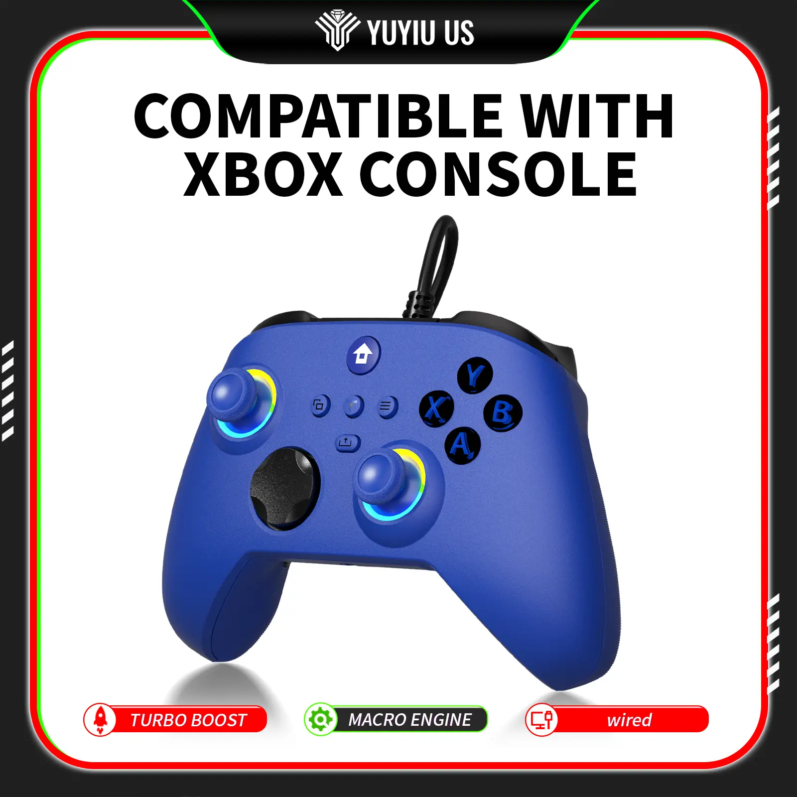 YUYIU Wired Gaming Controller for Xbox 1, Xbox Series X|S, PC, Steam, iOS, Console – USB-C Plug & Play, Linear Triggers, Audio Support, Macro, Turbo, RGB Backlight, Programmable Dual Shock (Back to School Gaming Accessory) techvibes