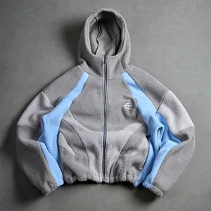 Hooded Stitching Contrasting Jacket Men's Zipper Closed Long-Sleeved with Hem Retractable Adjustment Street Fashion Wear  Coats Stylish Activewear