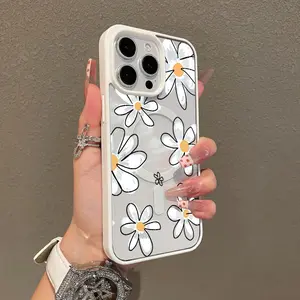Multi-Functional Magnetic Case for iPhone11/12/13/14/15/16/promax Chic Daisy Print y2k cased MagSafe Ready, Anti-Fall,Ultra-Thin Design | Perfect for Everyday Use