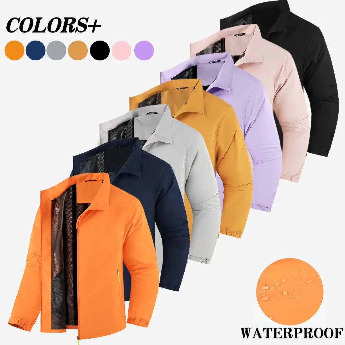 Men’s stand-collar lightweight windproof sun-protection jacket, full-zip outerwear for spring and autumn everyday travel; a hiking/outdoor essential; matching couple styles; suitable for hiking, walking, morning runs, commuting, and short trips.