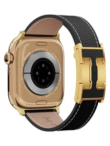 CRAZYGRASS LycheeGrain Leather Magnetic Watch Band for 49mm 46mm 45mm 44mm 42mm 41mm 40mm 38mm Watch Strap Square Smartwatch  Strap Bands Suitable For Apple Watch Series She Mather's Day Gift Designer Replacement Strap wearable[WATCH NOT INCLUDED]
