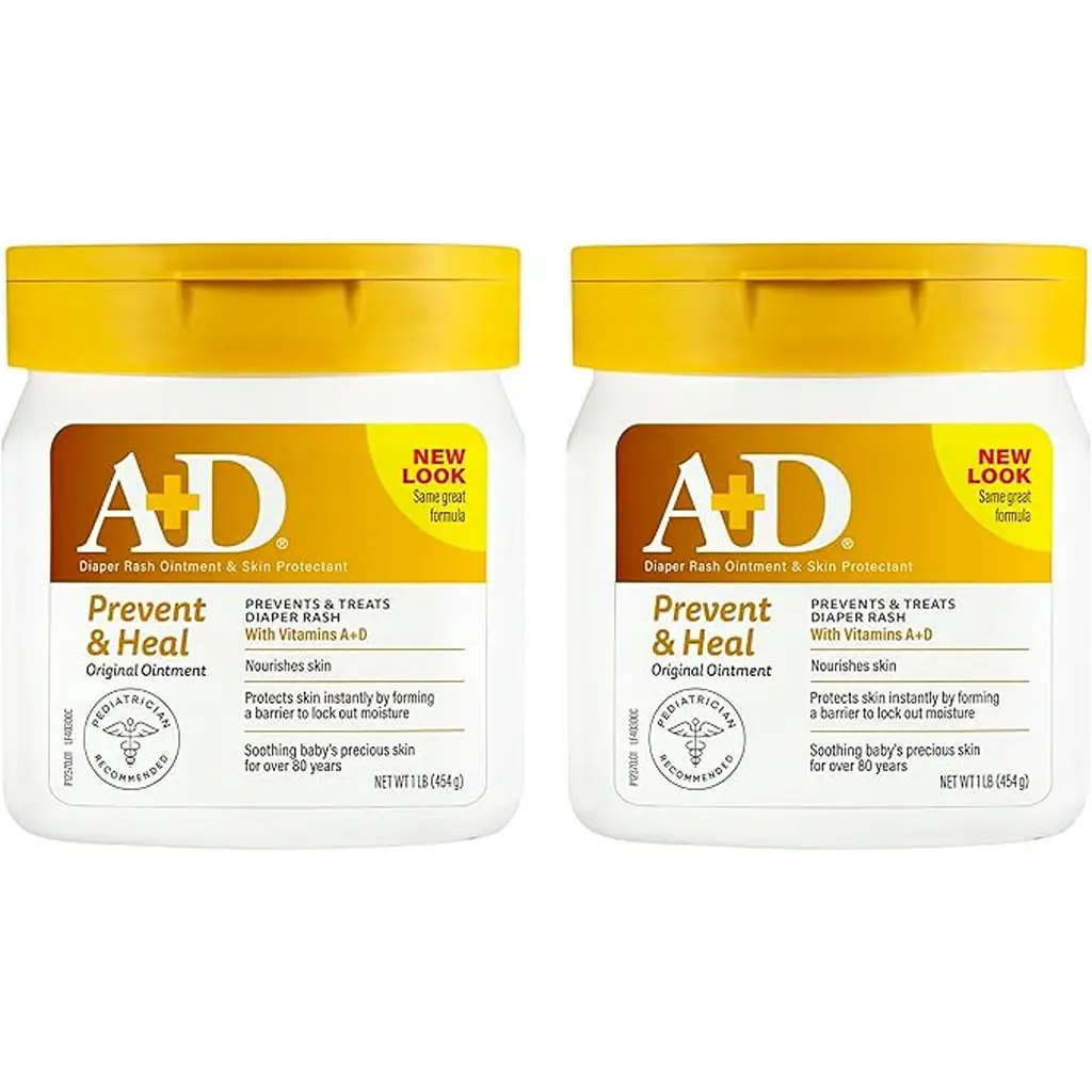 A+D Original Diaper Rash Ointment - Prevents & Protects Diaper Rash - Moisturizing Skin Protectant With Vitamins A & D - Healing Skin Ointment for Dry and Cracked Skin - 16oz 2 Pack