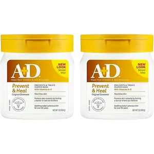 A+D Original Diaper Rash Ointment - Prevents & Protects Diaper Rash - Moisturizing Skin Protectant With Vitamins A & D - Healing Skin Ointment for Dry and Cracked Skin - 16oz 2 Pack