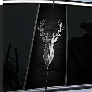 2-Piece Black Patterned Decal, High Gloss, Waterproof and Scratch Resistant, PVC, Sticker, Self-Adhesive, Suitable for Rods, Doorposts, Ideal for Vehicles, Vehicle Exterior Decoration, Decal For Cars, Wall and Window Glass Decorations